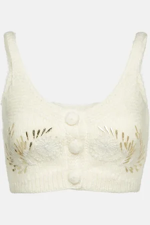 JACQUES WEI Beaded crochet bra top