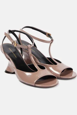 DRIES VAN NOTEN 75 patent leather wedge sandals