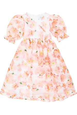 PAADE Puff-sleeve floral chiffon dress