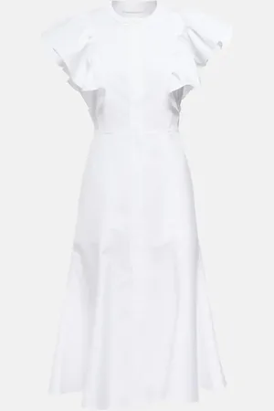 Chloé Ruffle-trimed cotton midi dress