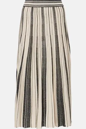 ZIMMERMANN Pleated striped midi skirt