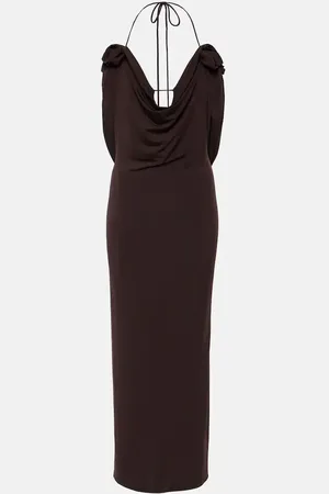 MAGDA BUTRYM Floral-appliquÃ© draped midi dress