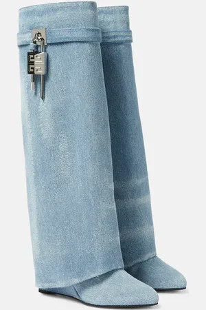 Givenchy Shark Lock denim knee-high boots