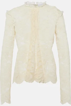 Paco rabanne Pleated scalloped lace top