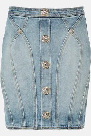 Balmain High-rise denim miniskirt