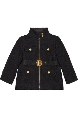 Balmain Logo belted coat