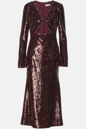 Self-Portrait Sequined cutout midi dress