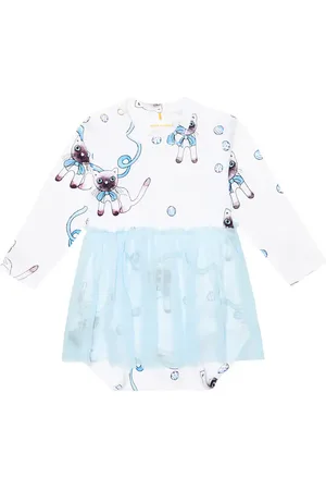Mini Rodini Baby cotton and tulle cat print dress
