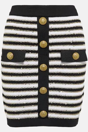 Balmain Striped high-rise knit miniskirt