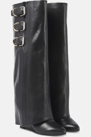 Givenchy Shark Lock Buckles 60 leather knee-high boots