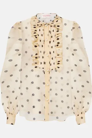 VALENTINO Polka-dot silk organza blouse