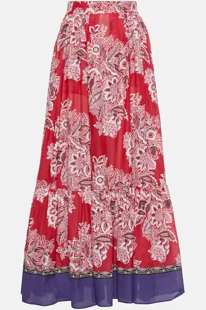 Etro High-rise cotton and silk maxi skirt
