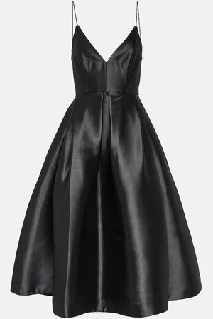 ALEX PERRY Pleated silk faille midi dress