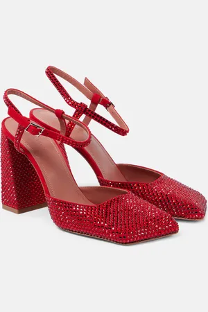 Amina Muaddi Charlotte Crystal 95 suede pumps