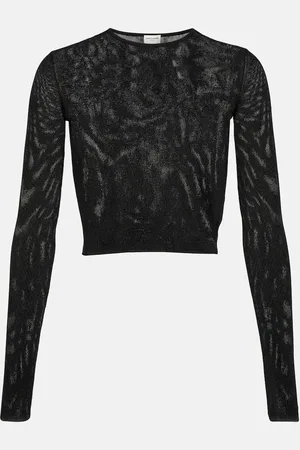 Saint Laurent Ribbed-knit crop top