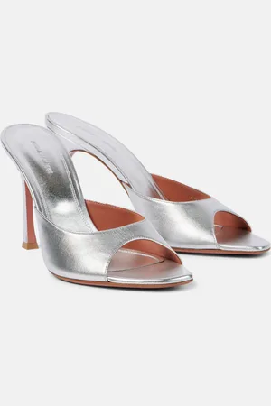 Amina Muaddi Alexa 95 metallic leather mules