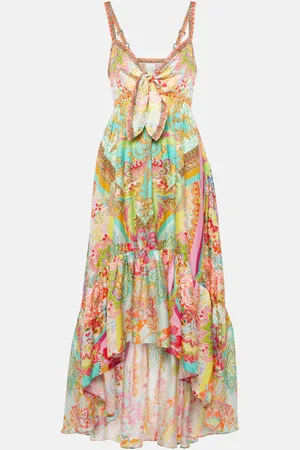 Camilla Printed ruffled silk midi dress