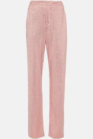 AREA Crystal-embellished jersey straight pants