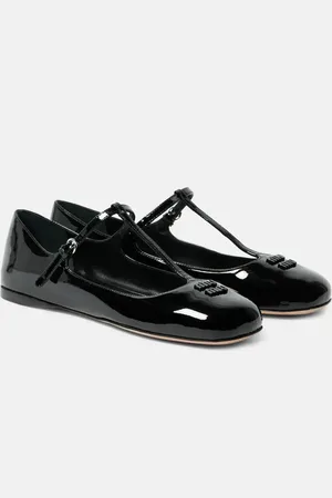 Miu Miu Logo patent leather ballet flats