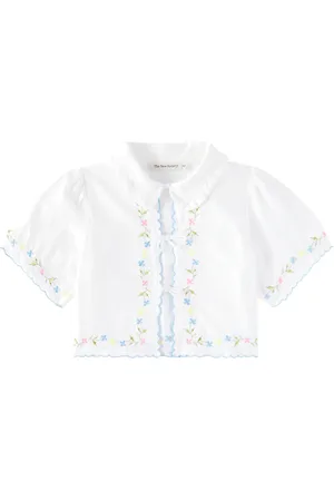 The New Society Hermione embroidered cotton baize blouse