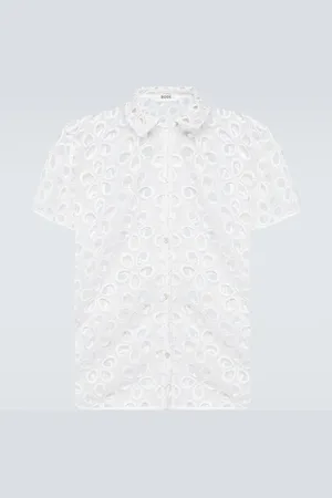 BODE Primrose floral lace shirt