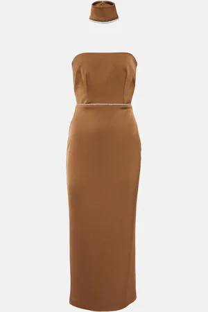 ALEX PERRY Crystal-embellished satin midi dress