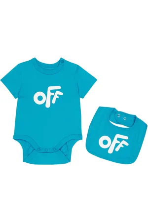 OFF-WHITE Baby logo cotton bib and playsuit set