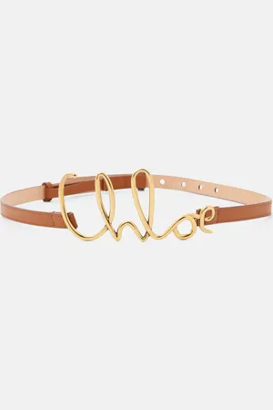 Chloé Script Small logo leather belt