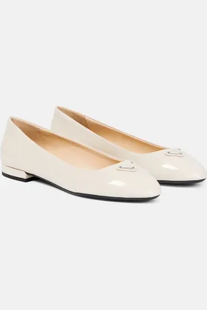 Prada Logo patent leather ballet flats