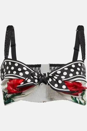 Dolce & Gabbana Printed tie-front silk bralette