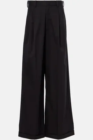 Loewe Pleated cotton and silk wide-leg pants