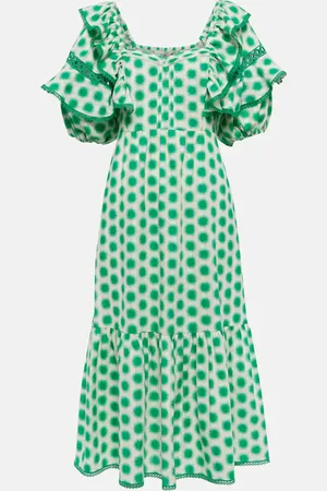 Diane von Furstenberg Oliver lace trimmed cotton midi dress