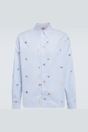Kenzo Pixel striped cotton shirt