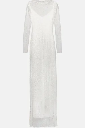 Max Mara Caracas embellished mesh maxi dress