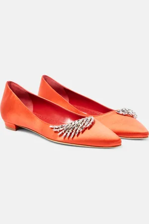 Manolo Blahnik Pluma embellished satin ballet flats