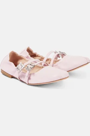 Roger Vivier Crystal-embellished leather Mary Jane flats