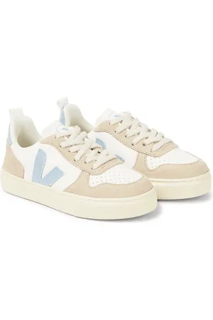 Veja V-10 suede-trimmed leather sneakers