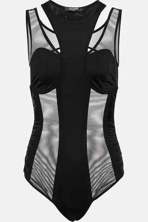 Balmain Cutout tulle bodysuit