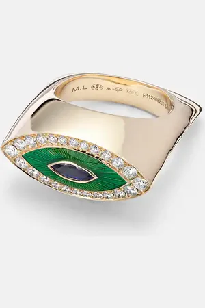 Marie Lichtenberg Evil Eye 18kt ring with diamonds and sapphire