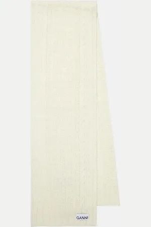 Ganni Cable-knit wool-blend scarf