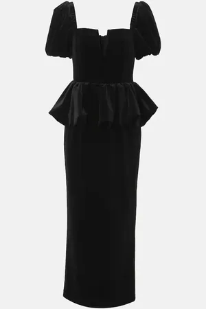 Self-Portrait Peplum velvet midi dress