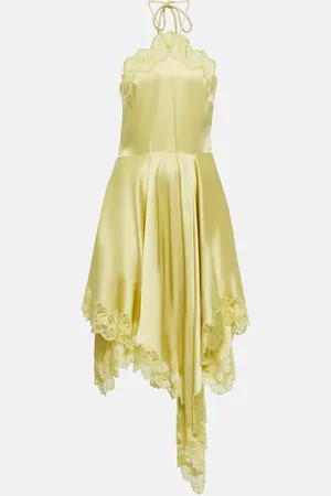Stella McCartney Lace-trimmed satin midi dress