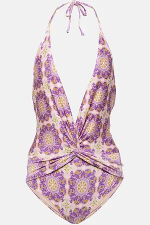 Adriana Degreas Exotic Coral printed halterneck swimsuit