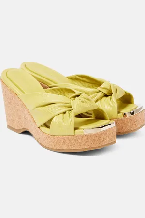 Jimmy Choo Avenue lizard-effect leather wedge mules