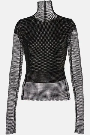 Sportmax Valdai embellished fishnet crop top