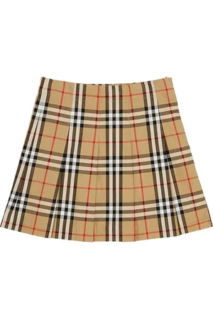 Burberry Burberry Check pleated cotton skirt