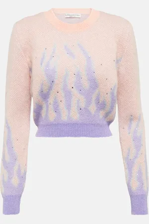 Alessandra Rich Embellished jacquard mohair-blend sweater