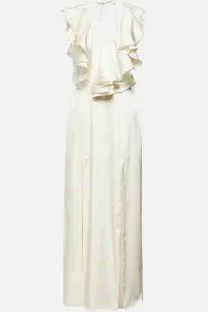 ROTATE Ruffled satin maxi dress