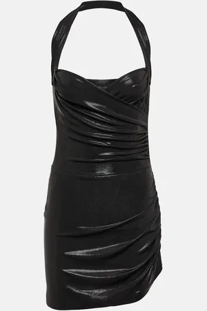 Norma Kamali Cayla ruched lamÃ© minidress
