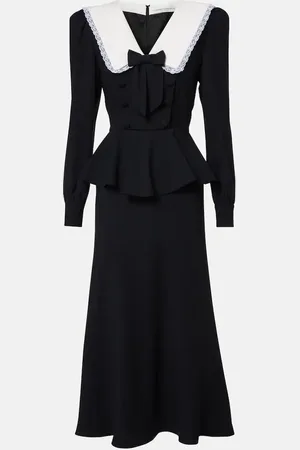 Alessandra Rich Bow-detail peplum satin midi dress